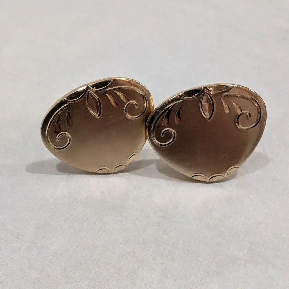 Vintage Brushed Gold Tone Flex-Let Cuff Links